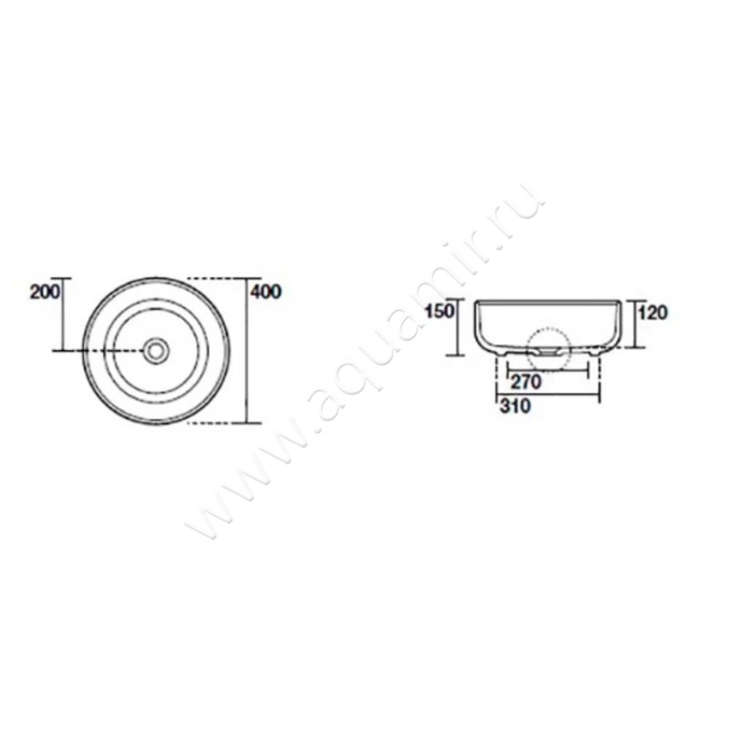Раковина-чаша накладная Kerasan Nolita 534430 размеры