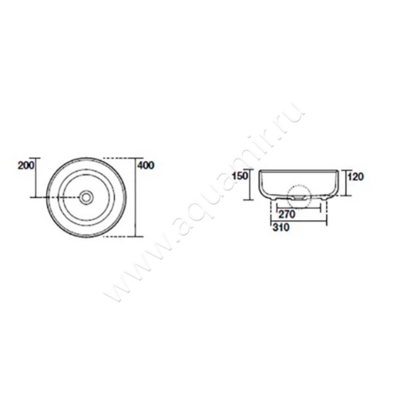 Раковина-чаша накладная Kerasan Nolita 534459 размеры