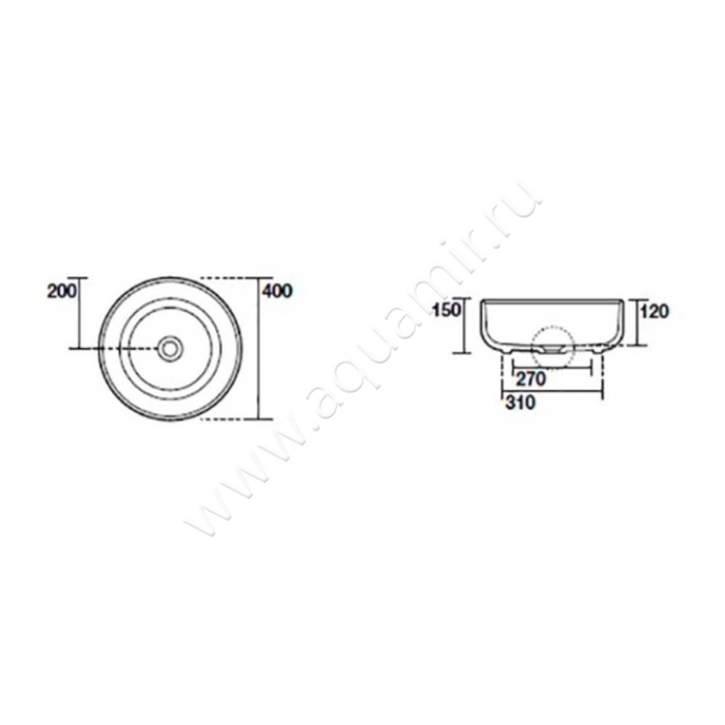 Раковина-чаша накладная Kerasan Nolita 534481 размеры