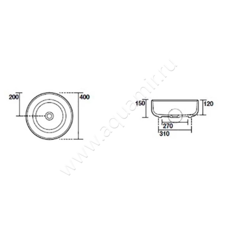 Раковина-чаша накладная Kerasan Nolita 534488 размеры