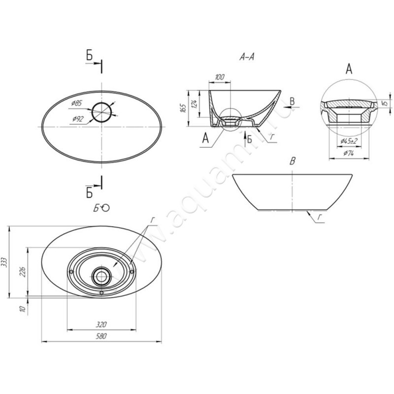 Раковина-чаша накладная Lemark Triumph 641266 размеры