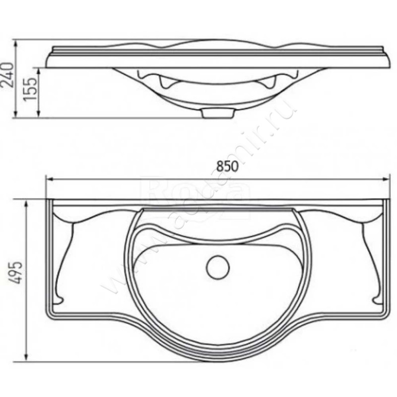 Раковина мебельная накладная Aquaton America 7327206000 размеры