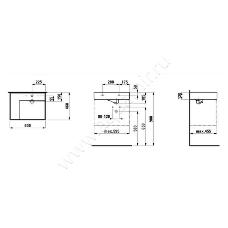 Раковина подвесная Laufen Kartell by LAUFEN 8103350001121 размеры