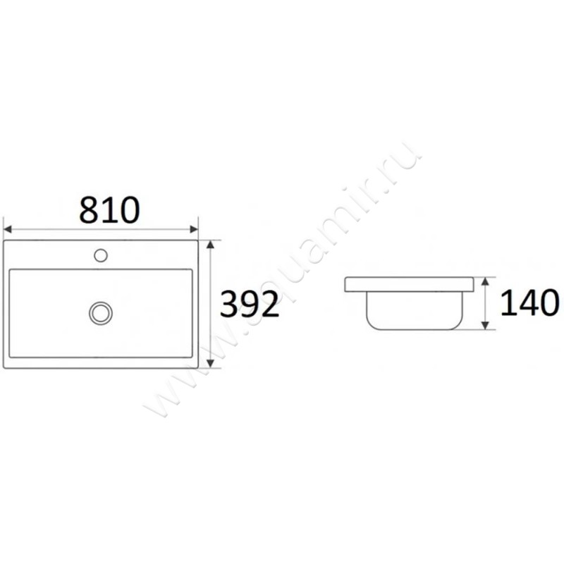 Раковина встраиваемая сверху на столешницу Velvex 959580 размеры