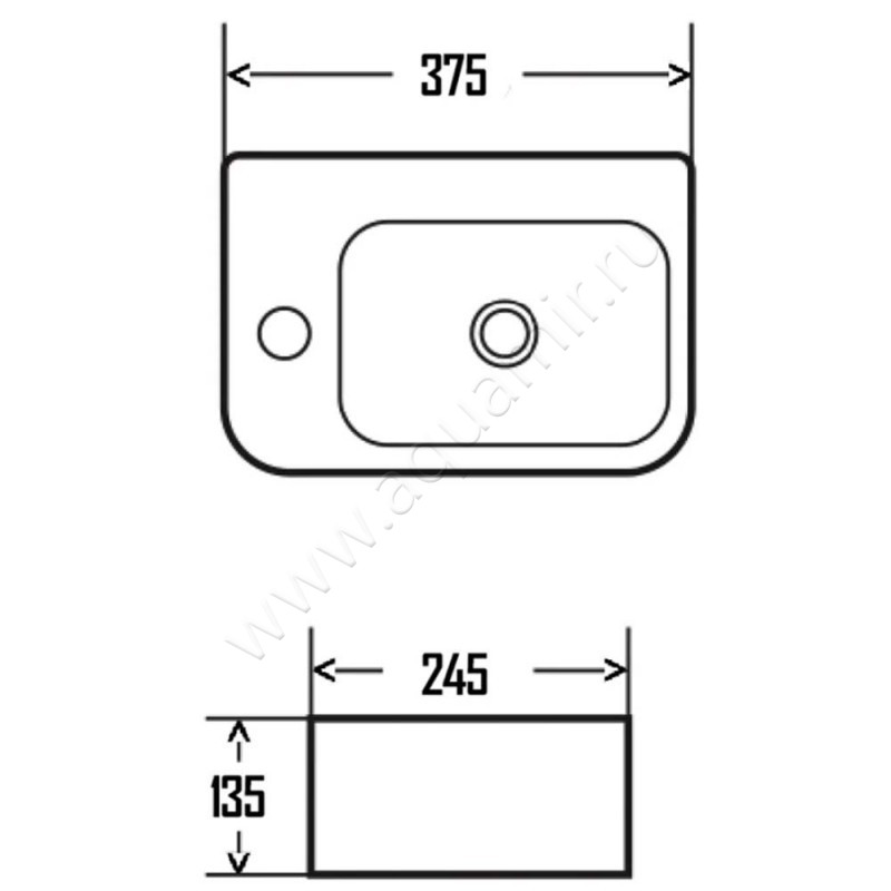 Рукомойник подвесной AQUAme AQM5006L размеры