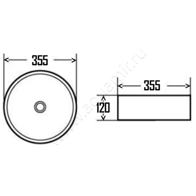 Раковина-чаша накладная AQUAme AQM5012MW размеры