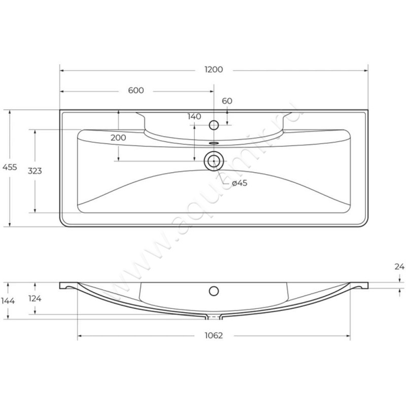 Раковина мебельная накладная BelBagno Albano BB1200455LVMRALR размеры