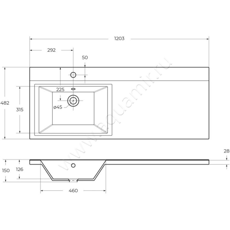Раковина мебельная накладная BelBagno Kraft BB1200480LVMRL размеры