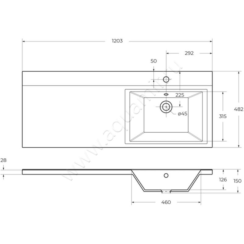 Раковина мебельная накладная BelBagno Kraft BB1200480LVMRR размеры