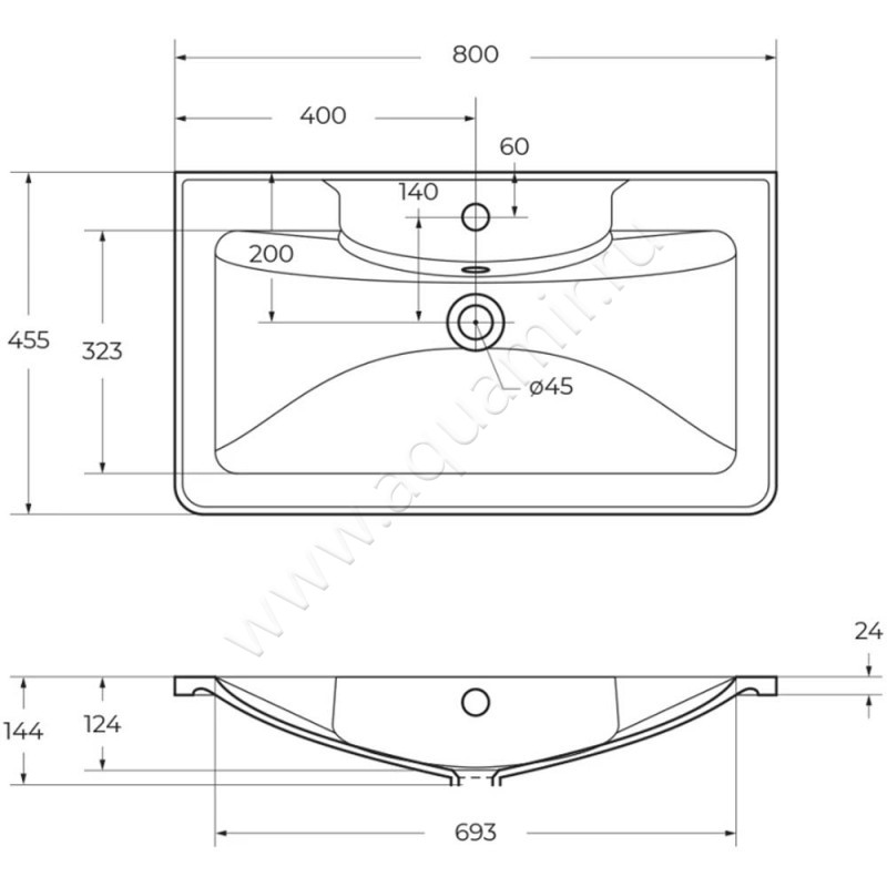 Раковина мебельная накладная BelBagno BB800455LVMRALR размеры
