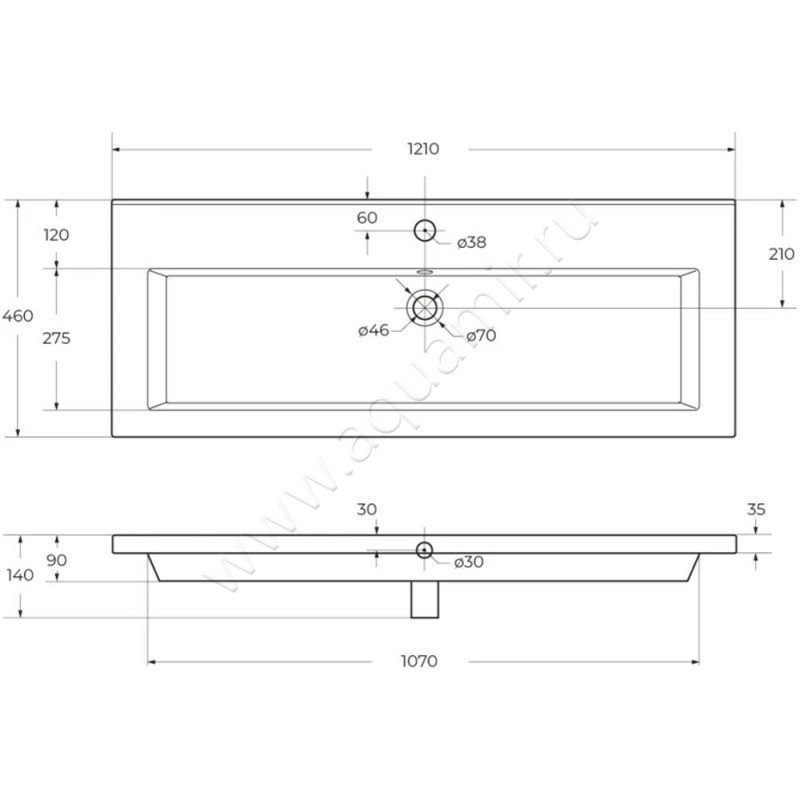 Раковина мебельная накладная Cezares CZR8070120 размеры
