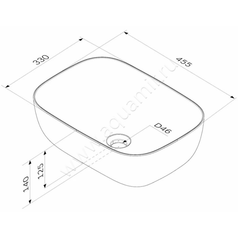 Раковина-чаша накладная AM.PM Func M8FWCC10450WG размеры