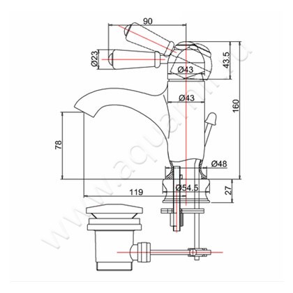 Смеситель для раковины Burlington Chelsea Regent CHR22 размеры