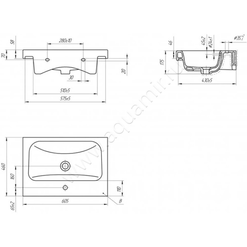 Раковина мебельная накладная Misty Moduo SUMMOD601 размеры