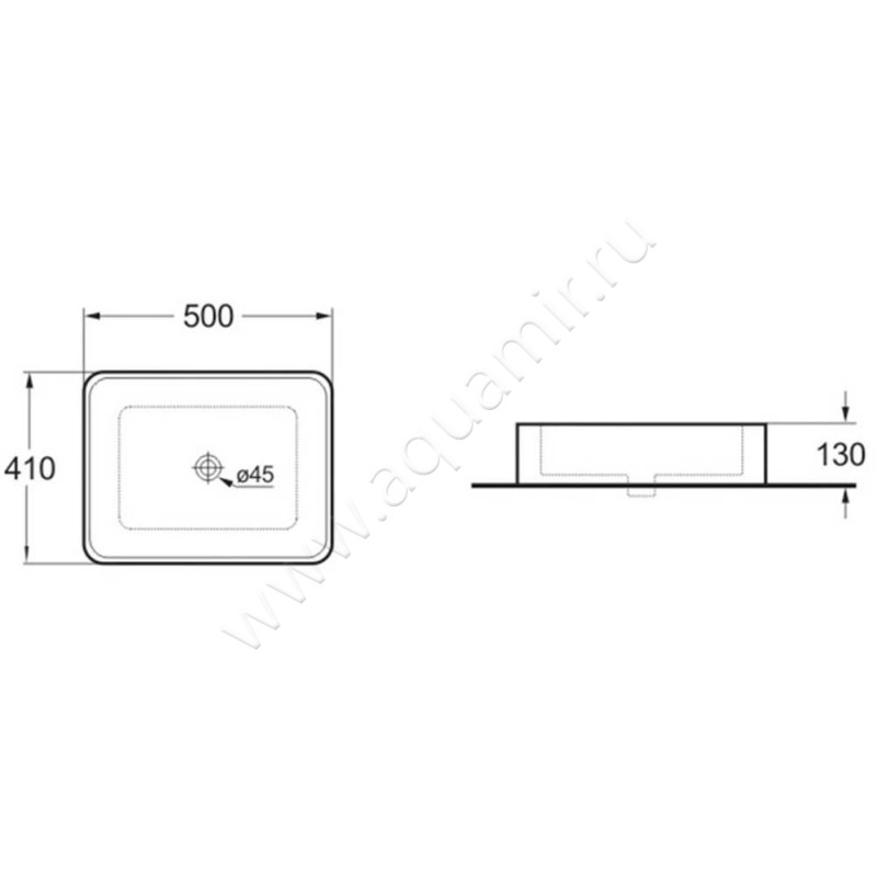Раковина-чаша накладная Vincea VBS105 размеры