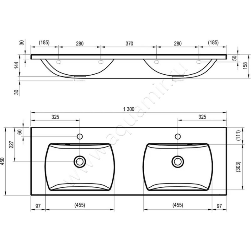 Раковина мебельная накладная Ravak Classic II XJX01113000 размеры