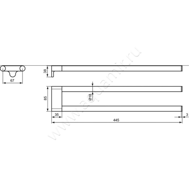 Полотенцедержатель Ideal Standard Connect A9181AA размеры