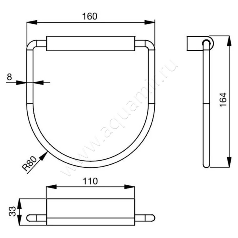 Полотенцедержатель Ideal Standard Connect N1384AA размеры