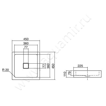 Раковина-чаша накладная Alape AB.Q 3302000000 размеры
