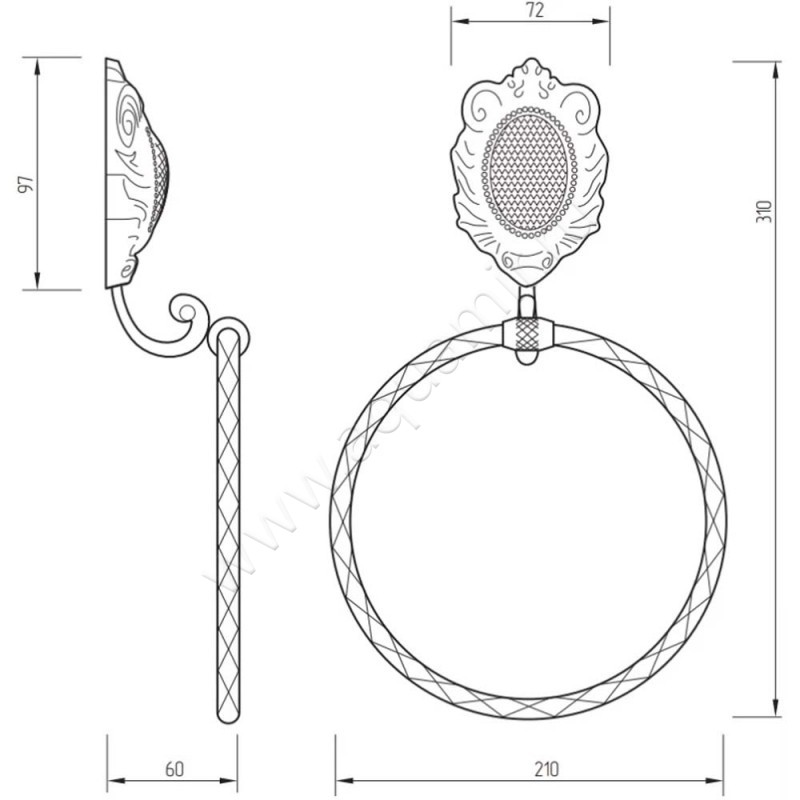 Полотенцедержатель Migliore Cleopatra 16688 размеры
