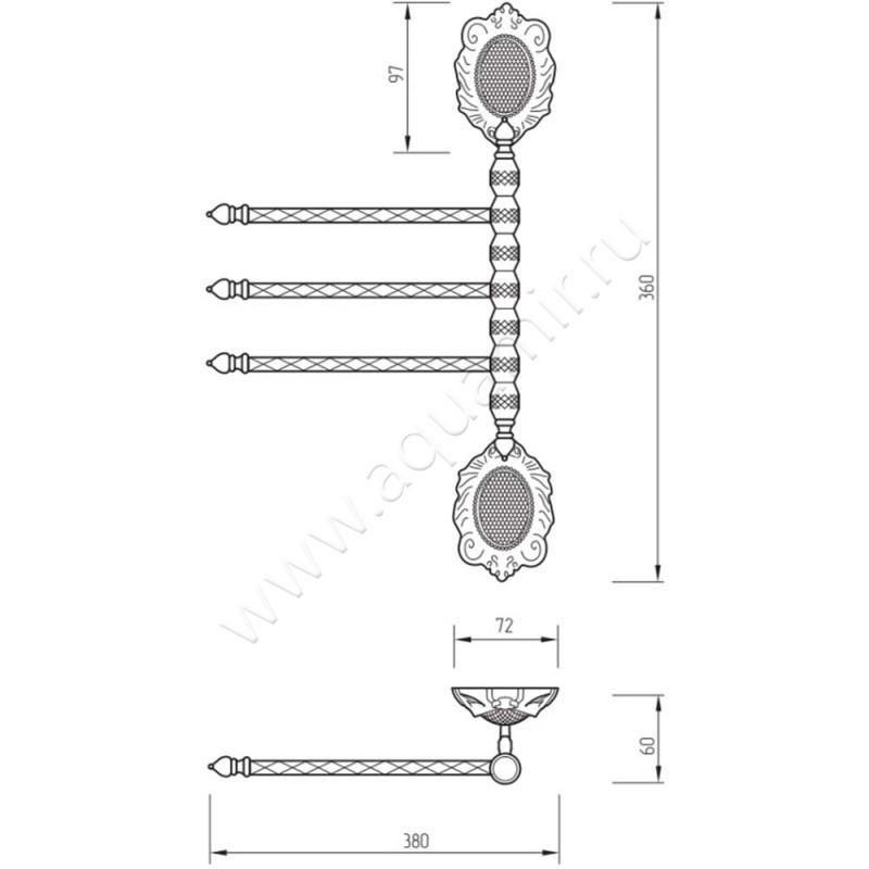 Полотенцедержатель Migliore Cleopatra 16673 размеры