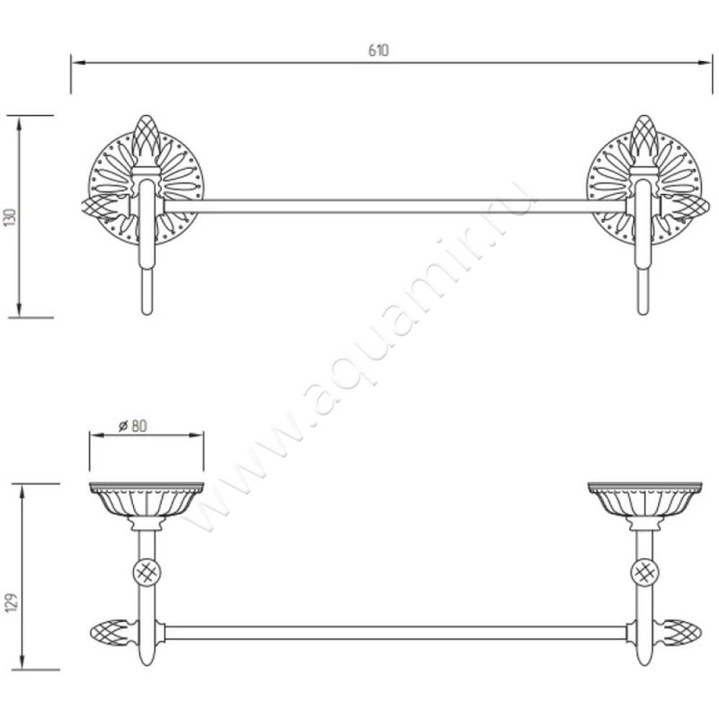 Полотенцедержатель Migliore Versailles 32644 размеры