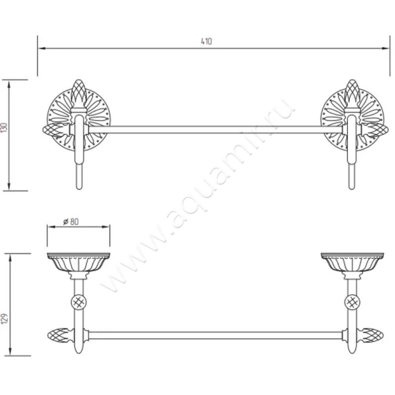 Полотенцедержатель Migliore Versailles 32681 размеры