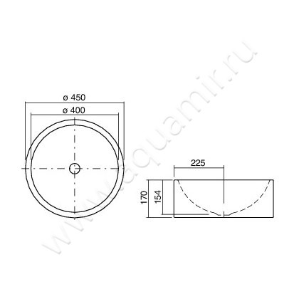 Раковина-чаша накладная Alape AB.K 3006200000 размеры