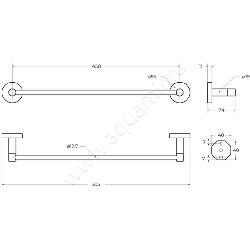 Полотенцедержатель Cezares Relax RELAXTH50BORO размеры