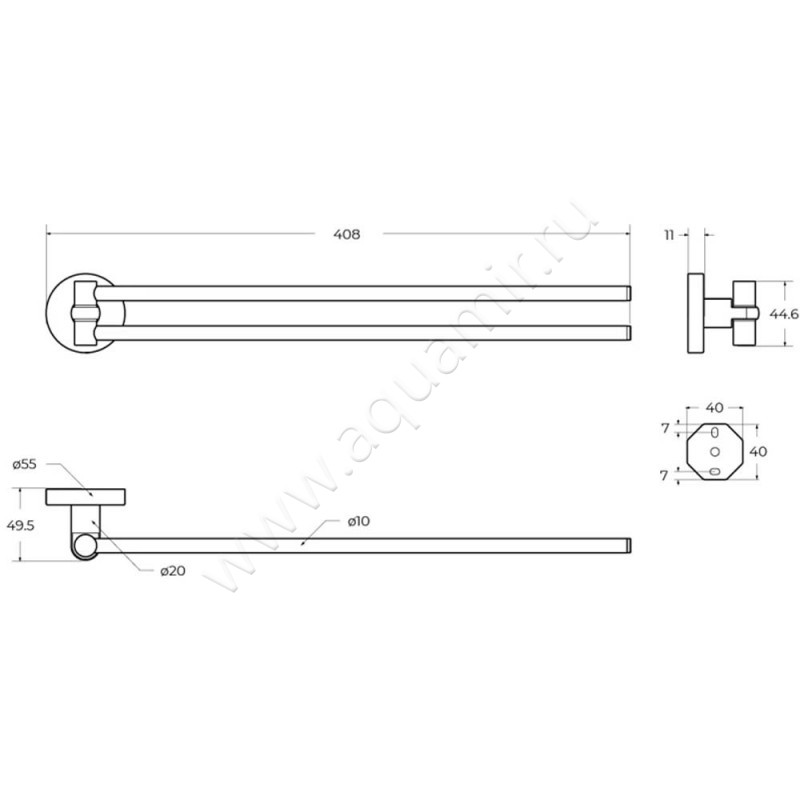Полотенцедержатель Cezares Relax RELAXTHDSIN размеры