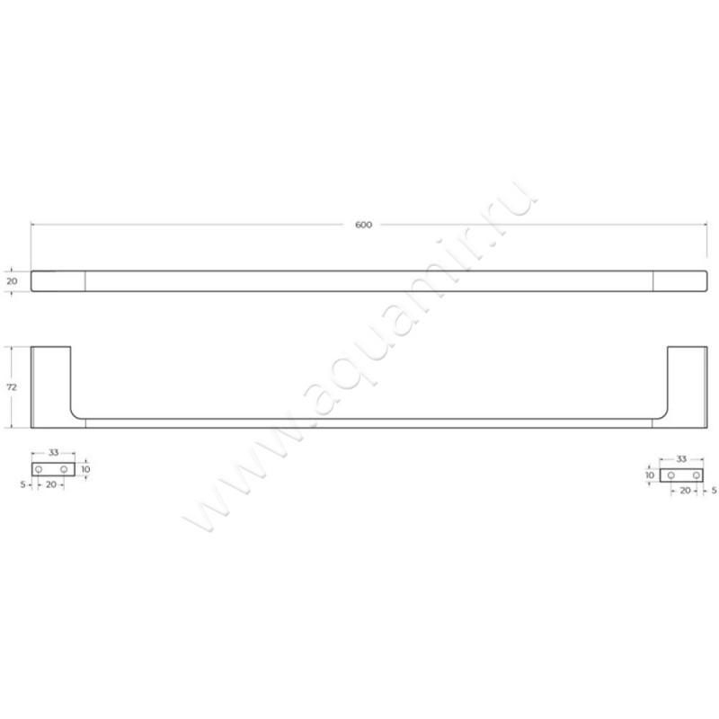 Полотенцедержатель Cezares Slider SLIDERTH60GM размеры