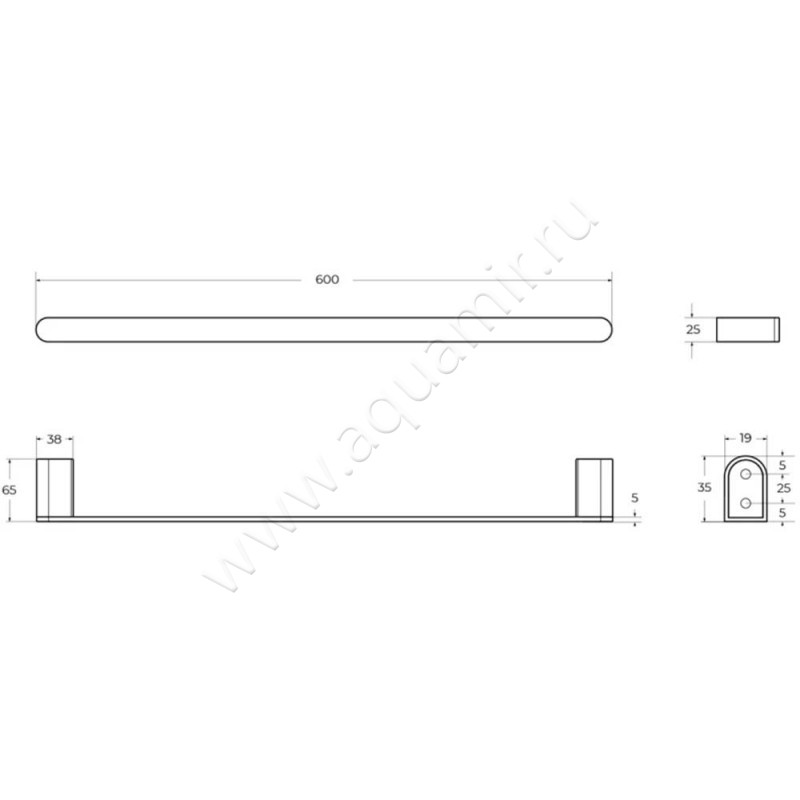 Полотенцедержатель Cezares Stylus STYLUSTH60NOP размеры
