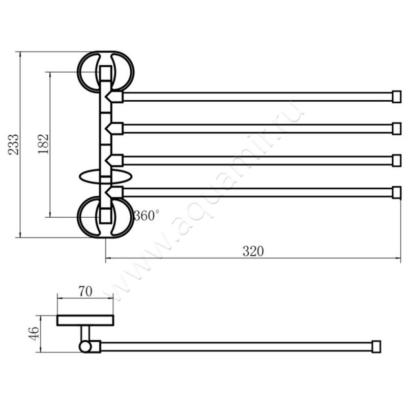 Полотенцедержатель Fashun A1914 размеры