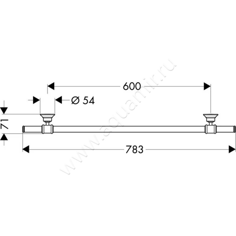 Полотенцедержатель Hansgrohe Axor Montreux 42060950 размеры