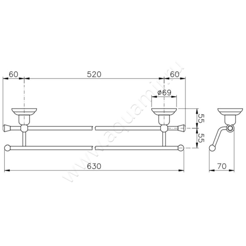 Полотенцедержатель Nicolazzi Onice 1498CR09O размеры