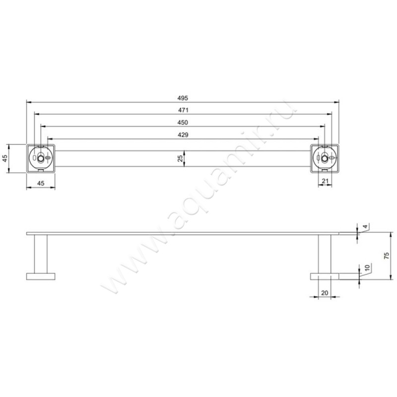Полотенцедержатель Villeroy & Boch Elements-Striking TVA15200100076 размеры