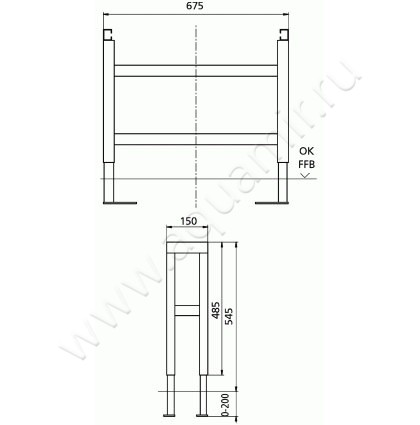 Монтажная рама Jado H2743NU размеры