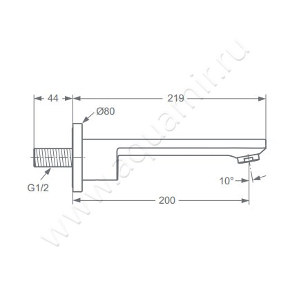 Излив для ванны Jado Neon A5588AA размеры