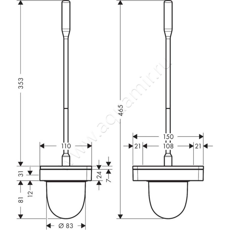 Ершик Hansgrohe Axor Universal 42835250 размеры