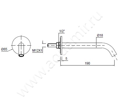 Настенный излив для раковины Antonio Lupi AYATI AY921SA размеры