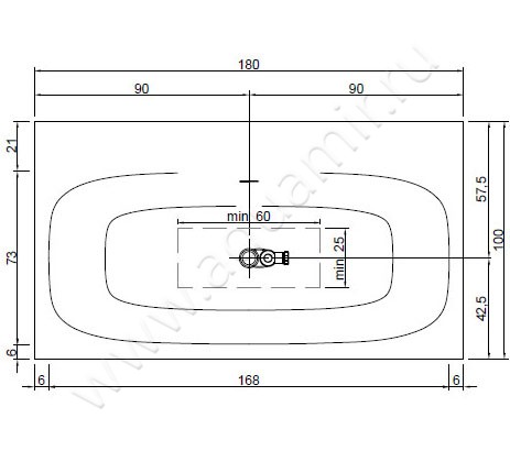 Ванна из минерального литья Antonio Lupi SARTORIALE SARTO36 размеры