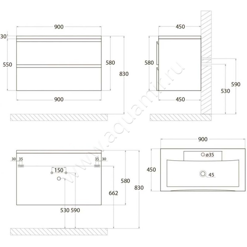 Тумба под раковину Art&Max Bianchi AMBIANCHI9002CSOOM размеры