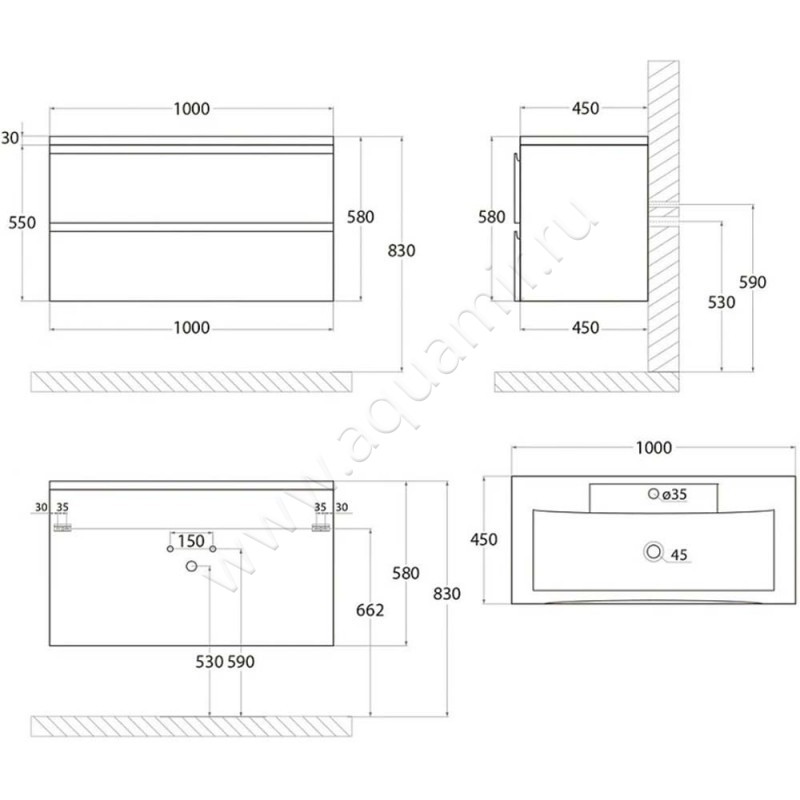 Тумба под раковину Art&Max Bianchi AMBIANCHI10002CSOBM размеры