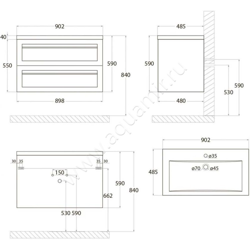 Тумба под раковину Art&Max Platino AMPLATINO9002CSONM размеры