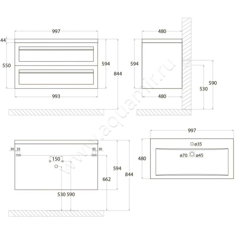 Тумба под раковину Art&Max Platino AMPLATINO10002CSOTM размеры