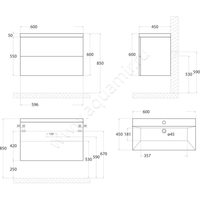 Тумба под раковину Art&Max Verona Push AMVERONAPUSH6002CSOVEN размеры