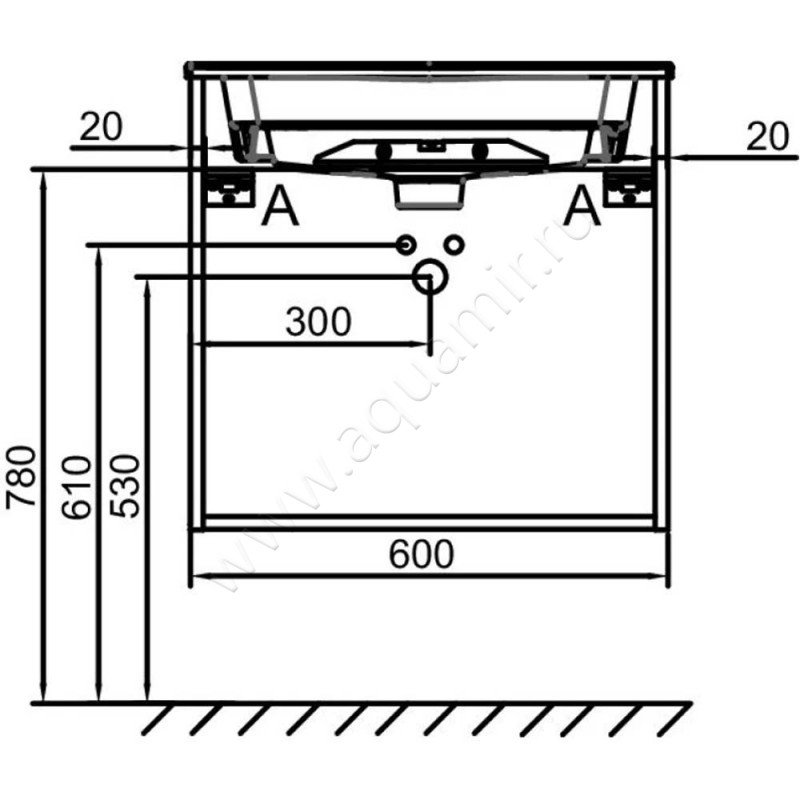 Тумба под раковину Jacob Delafon Odeon Rive Gauche EB2520R9NR4 размеры