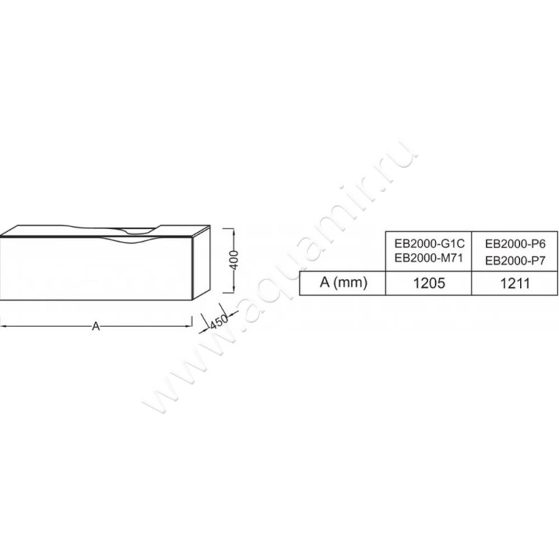 Тумба под раковину Jacob Delafon Stillness EB2000P7 размеры