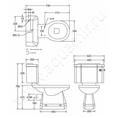 Унитаз напольный Burlington REGAL P5 размеры