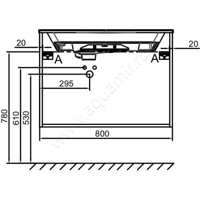 Тумба под раковину Jacob Delafon Odeon Rive Gauche EB2522R5NR4 размеры